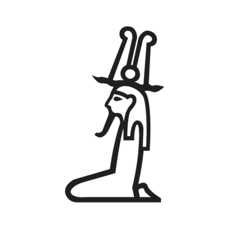 C18 — Dieu gainé à cornes de bélier, coiffé d'une double plume et du disque solaire